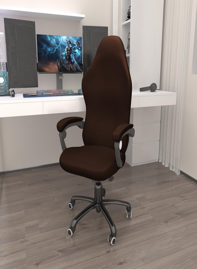 GOWT Gaming Chair Covers Slipcovers Office Desk Chair Cover Waterproof with Armrest Covers,Stretchable Computer Chair Cover Stretch Ergonomic Rotating Game Chair Non Slip, Dark Brown - Image 2